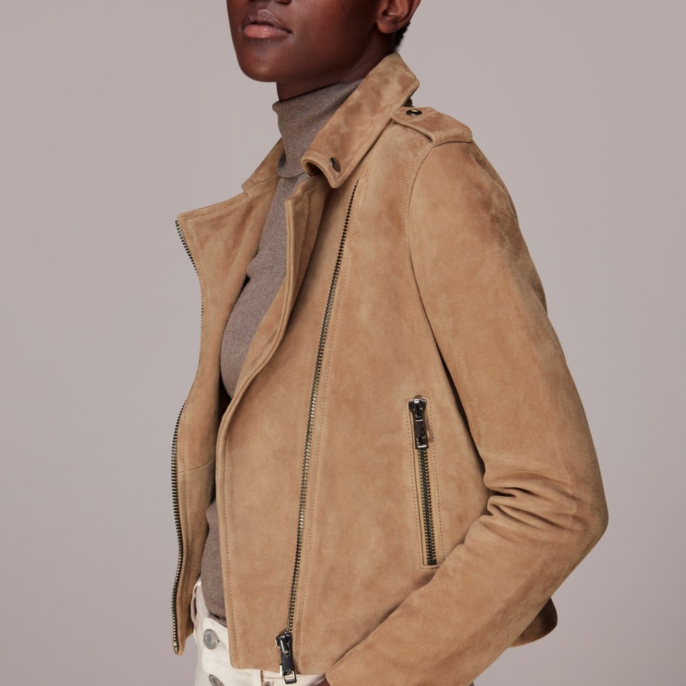 Women Whistles Jackets | Suede Agnes Leather Jacket Tan