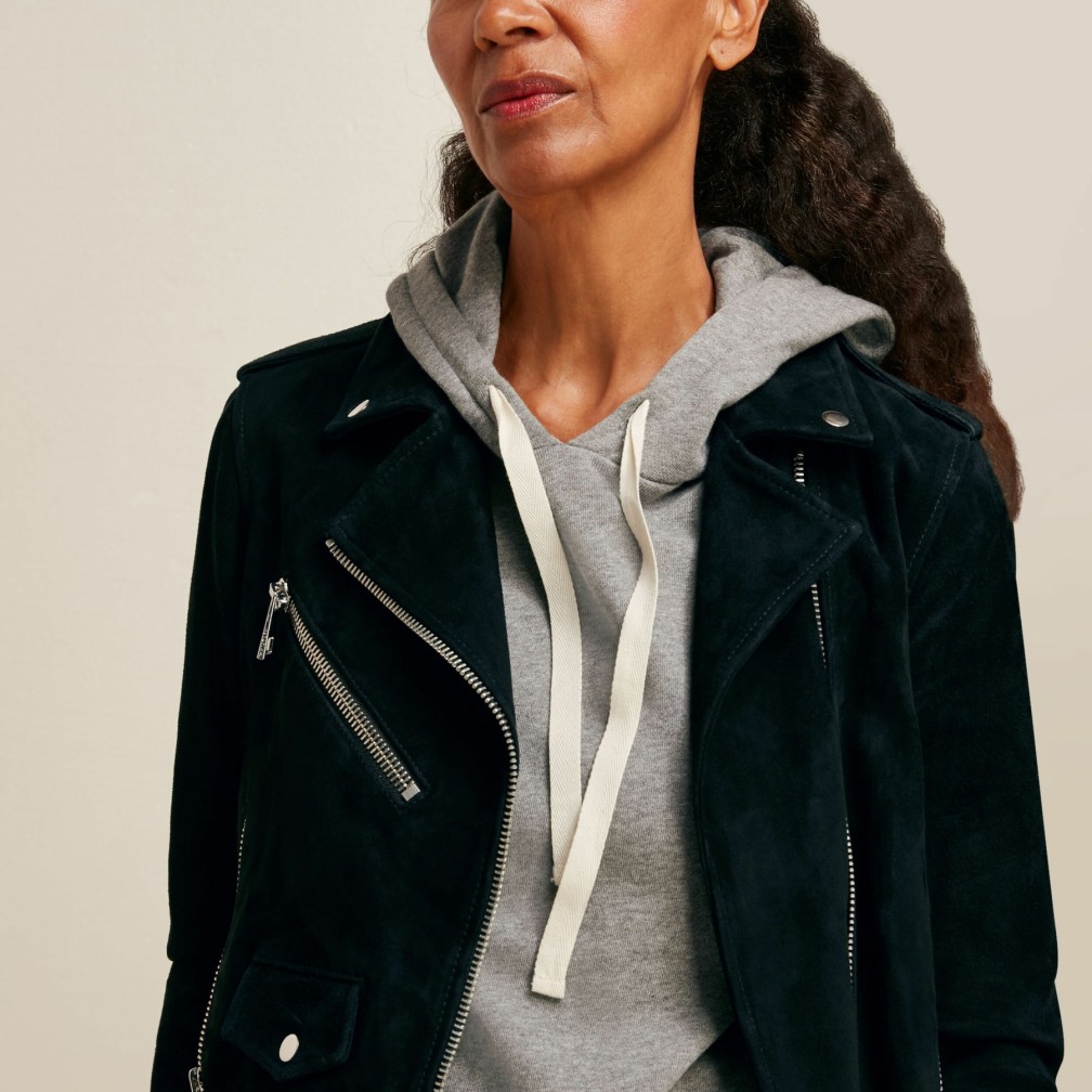 Women Whistles Jackets | Suede Agnes Leather Jacket Black